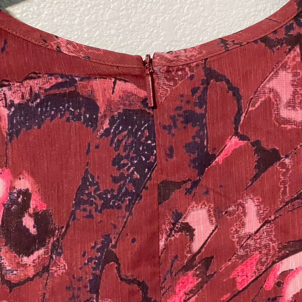 Ted Baker London Verino Floral Mini Dress Ruffle Burgundy Pink Coquette Size 1 - Picture 8 of 13